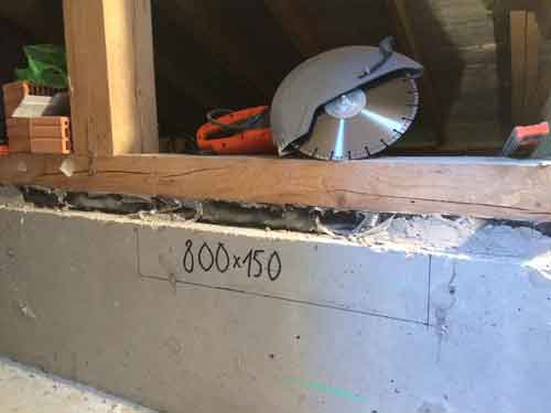 Резка железобетонного ригеля алмазной резкой